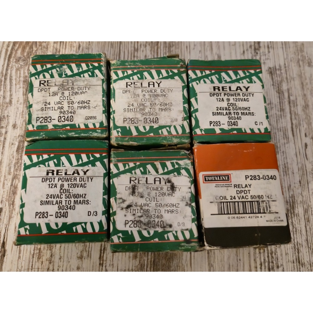 Lot of 6 Totaline P283-0340 2-Pole Fan Relays DPDT Coil 24VAC 50/60Hz MARS 90340